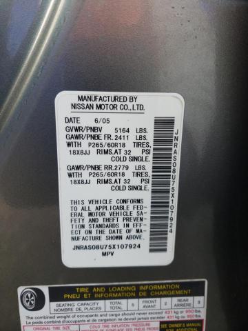 Photo 14 from auction – 2005 INFINITI FX35 with VIN JNRAS08U75X107924