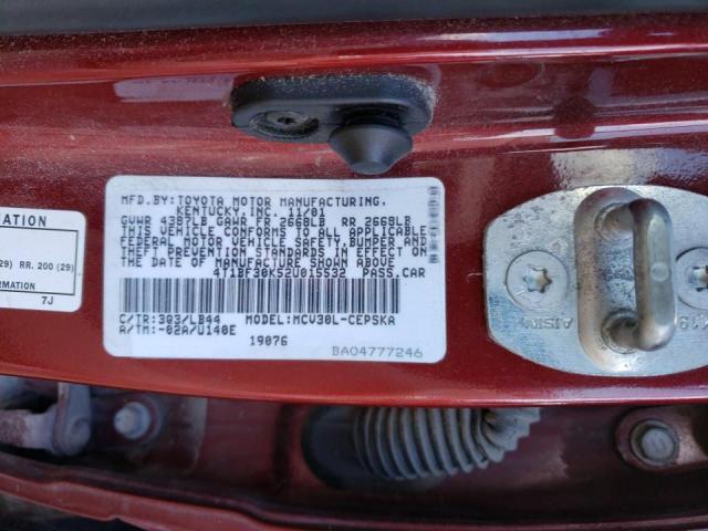 Photo 10 from auction – 2002 TOYOTA CAMRY LE with VIN 4T1BF30K52U015532