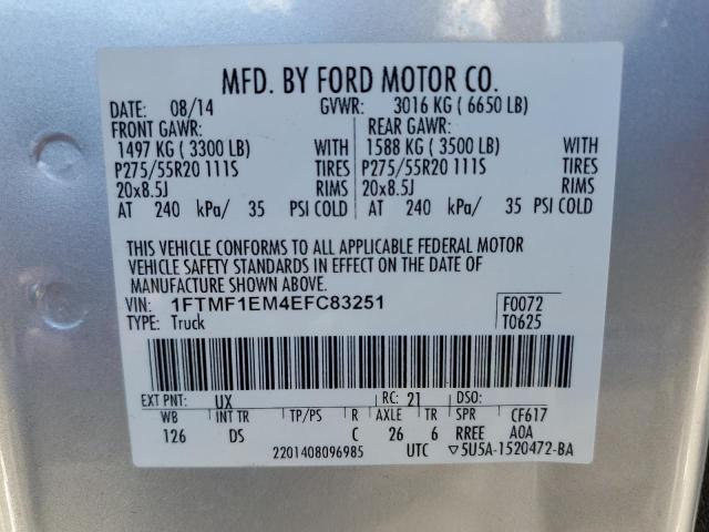 Photo 14 from auction – 2014 FORD F150 with VIN 1FTMF1EM4EFC83251