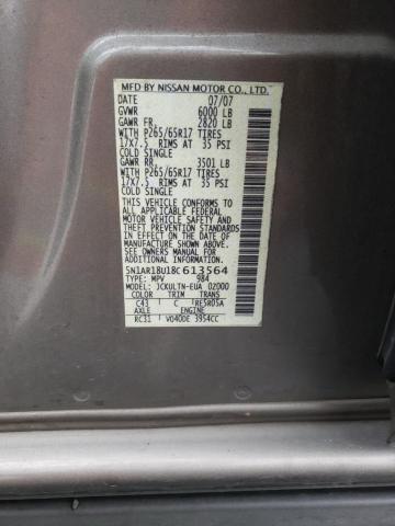 Photo 14 from auction – 2008 NISSAN PATHFINDER with VIN 5N1AR18U18C613564