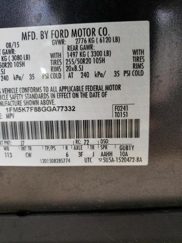 Photo 14 from auction – 2016 FORD EXPLORER L with VIN 1FM5K7F88GGA77332