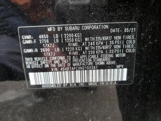Photo 14 from auction – 2022 SUBARU OUTBACK PR with VIN 4S4BTAFCXN3100387