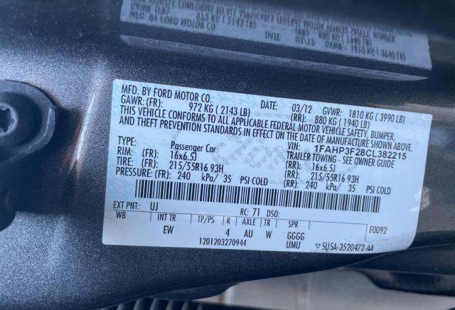 Photo 10 from auction – 2012 FORD FOCUS SE with VIN 1FAHP3F28CL382215