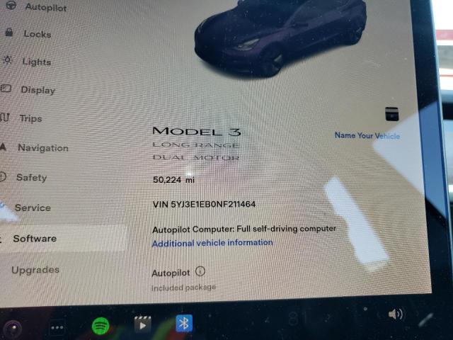 Photo 9 from auction – 2022 TESLA MODEL 3 with VIN 5YJ3E1EB0NF211464