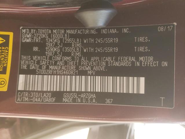 Photo 14 from auction – 2017 TOYOTA HIGHLANDER with VIN 5TDDZRFH1HS460821