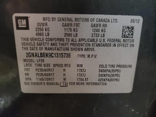 Photo 14 from auction – 2012 CHEVROLET EQUINOX LS with VIN 2GNALBEK9C1315736
