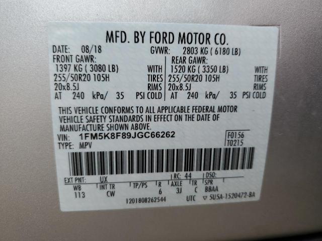 Photo 14 from auction – 2018 FORD EXPLORER L with VIN 1FM5K8F89JGC66262