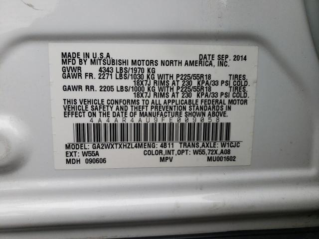 Photo 14 from auction – 2015 MITSUBISHI OUTLANDER with VIN 4A4AR4AU9FE009058