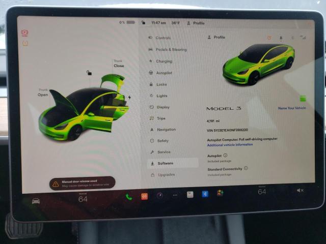 Photo 9 from auction – 2022 TESLA MODEL 3 with VIN 5YJ3E1EA0NF289220