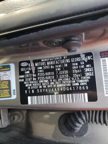 Photo 10 from auction – 2013 KIA SORENTO EX with VIN 5XYKU4A64DG417869