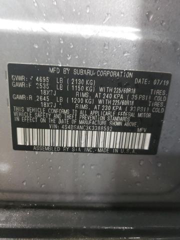 Photo 10 from auction – 2019 SUBARU OUTBACK 2. with VIN 4S4BSANC3K3388592