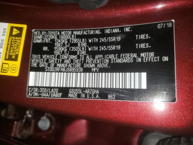 Photo 14 from auction – 2018 TOYOTA HIGHLANDER with VIN 5TDDZRFH8JS895938