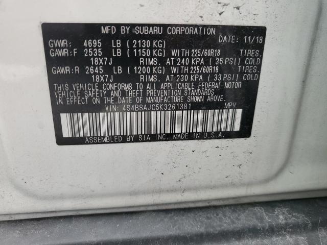 Photo 10 from auction – 2019 SUBARU OUTBACK 2. with VIN 4S4BSAJC5K3261381