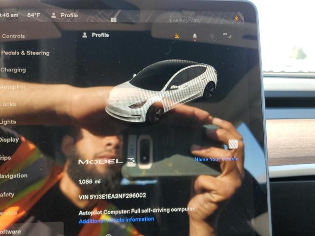 Photo 9 from auction – 2022 TESLA MODEL 3 with VIN 5YJ3E1EA3NF296002