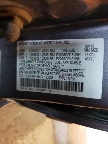 Photo 14 from auction – 2016 HONDA CR-V TOURI with VIN 5J6RM4H94GL123325