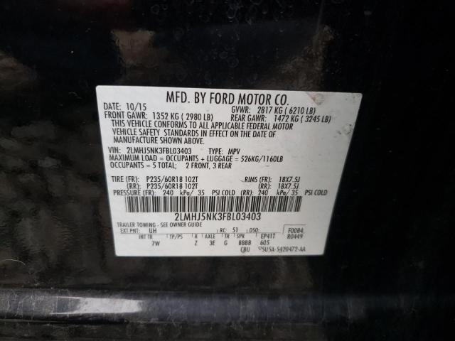 Photo 14 from auction – 2015 LINCOLN MKT with VIN 2LMHJ5NK3FBL03403