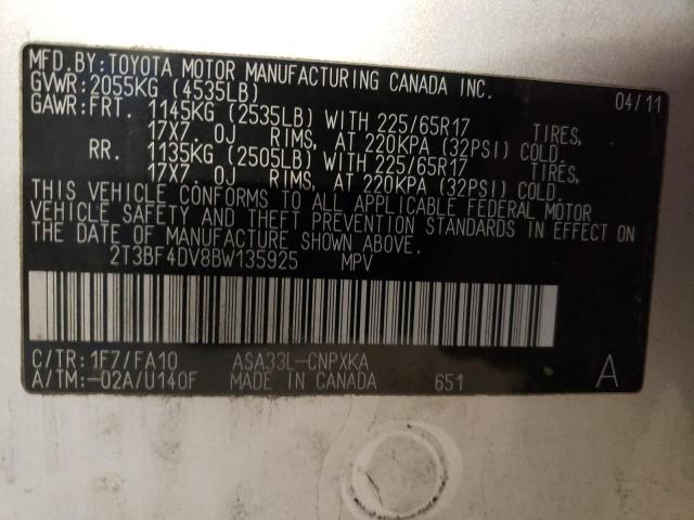 Photo 14 from auction – 2011 TOYOTA RAV4 with VIN 2T3BF4DV8BW135925
