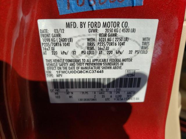Photo 14 from auction – 2012 FORD ESCAPE XLT with VIN 1FMCU0DG8CKC37445