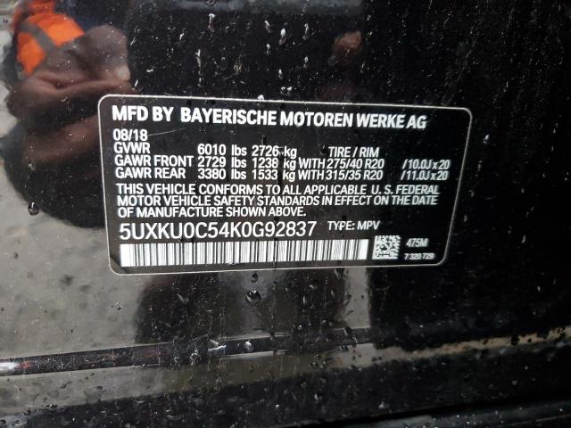Photo 10 from auction – 2019 BMW X6 SDRIVE3 with VIN 5UXKU0C54K0G92837