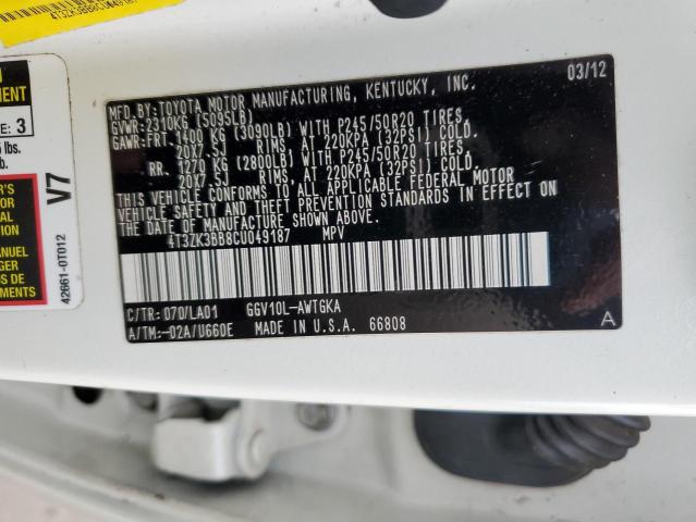 Photo 14 from auction – 2012 TOYOTA VENZA LE with VIN 4T3ZK3BB8CU049187