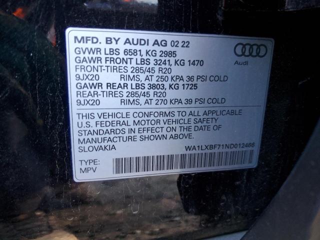 Photo 14 from auction – 2022 AUDI Q7 PREMIUM with VIN WA1LXBF71ND012466