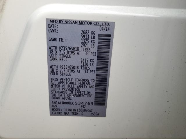 Photo 14 from auction – 2014 INFINITI QX60 with VIN 5N1AL0MM0EC534769