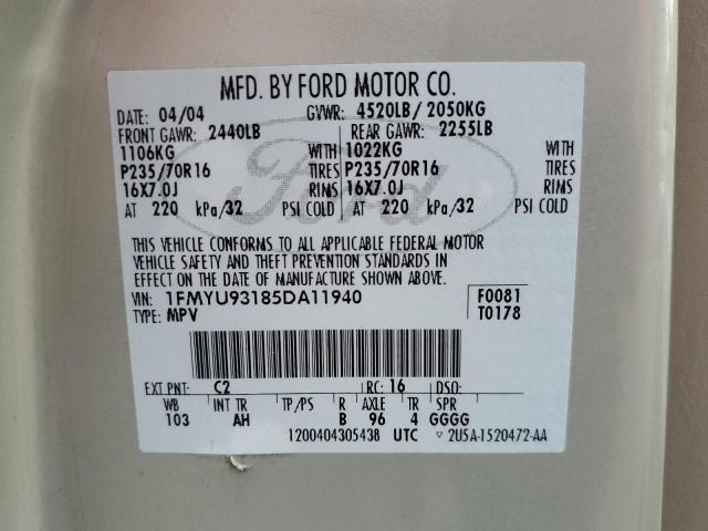 Photo 14 from auction – 2005 FORD ESCAPE XLT with VIN 1FMYU93185DA11940