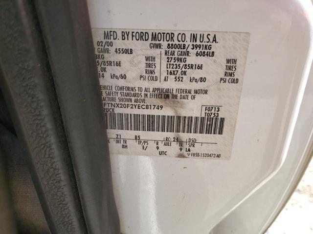Photo 10 from auction – 2000 FORD F250 SUPER with VIN 1FTNX20F2YEC81749