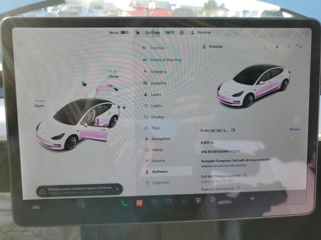 Photo 9 from auction – 2022 TESLA MODEL 3 with VIN 5YJ3E1EA0NF103210