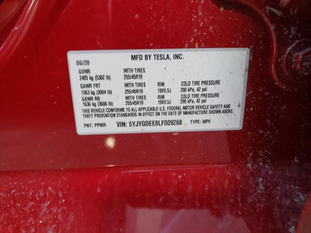 Photo 10 from auction – 2020 TESLA MODEL Y with VIN 5YJYGDEE8LF009268
