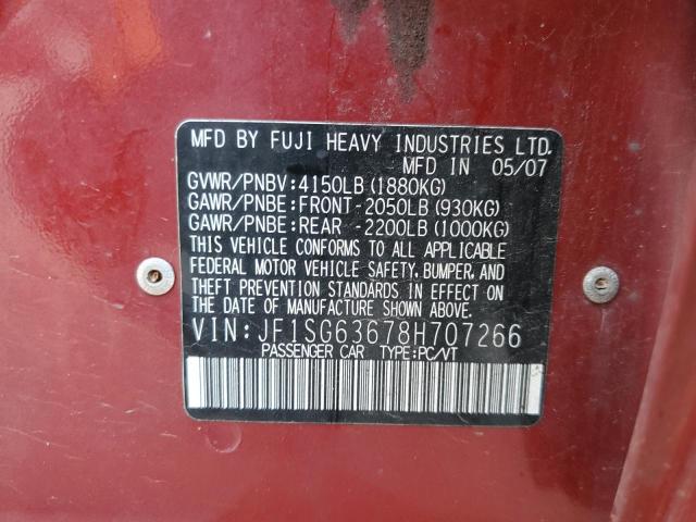 Photo 14 from auction – 2008 SUBARU FORESTER 2 with VIN JF1SG63678H707266
