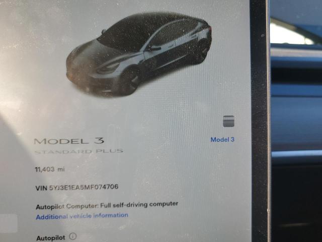 Photo 9 from auction – 2021 TESLA MODEL 3 with VIN 5YJ3E1EA5MF074706