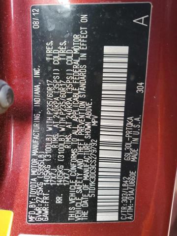 Photo 14 from auction – 2012 TOYOTA SIENNA XLE with VIN 5TDYK3DC9CS279792