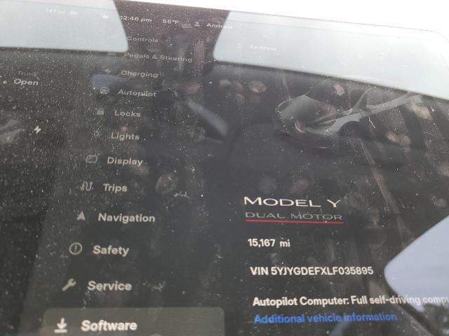 Photo 9 from auction – 2020 TESLA MODEL Y with VIN 5YJYGDEFXLF035895