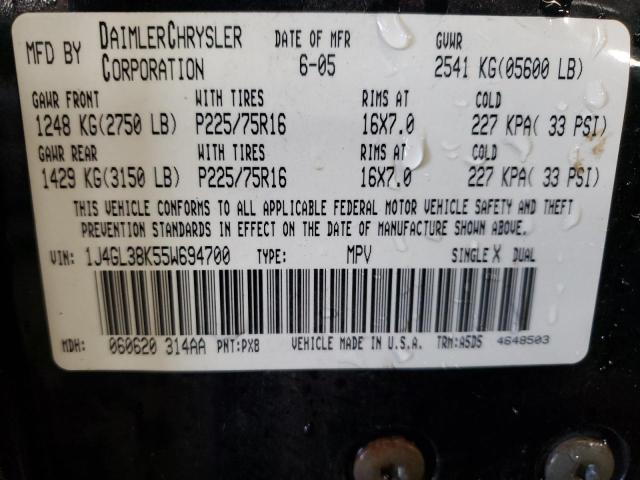 Photo 14 from auction – 2005 JEEP LIBERTY RE with VIN 1J4GL38K55W694700