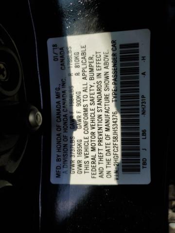 Photo 10 from auction – 2018 HONDA CIVIC LX with VIN 2HGFC2F58JH534376