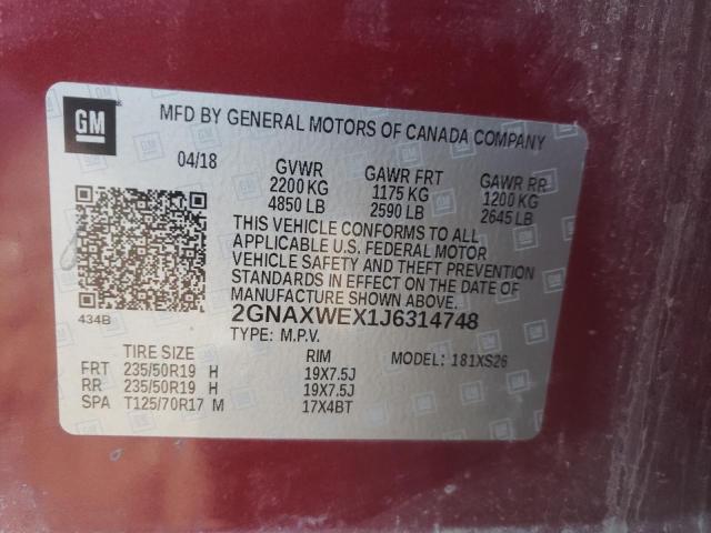 Photo 14 from auction – 2018 CHEVROLET EQUINOX PR with VIN 2GNAXWEX1J6314748