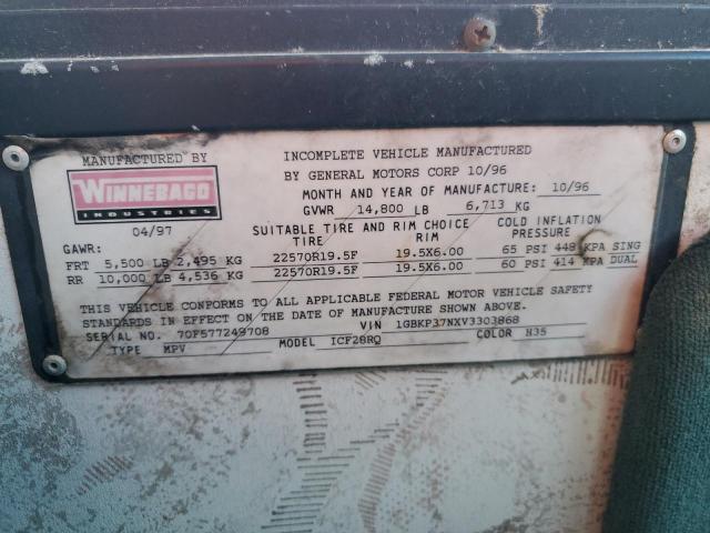 Photo 10 from auction – 1996 WINNEBAGO ITASCA with VIN 1GBKP37NXV3303868
