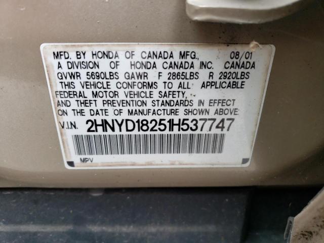 Photo 14 from auction – 2001 ACURA MDX with VIN 2HNYD18251H537747