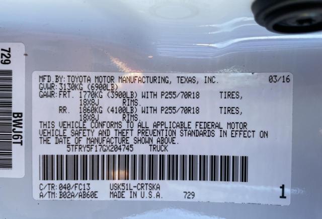 Photo 10 from auction – 2016 TOYOTA TUNDRA DOU with VIN 5TFRY5F17GX204745