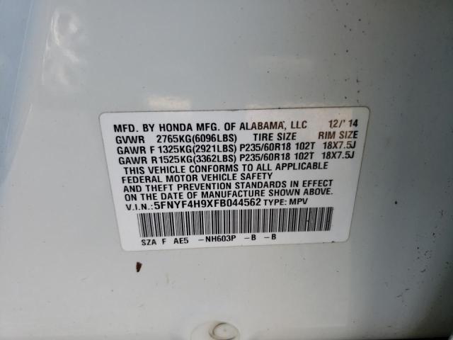 Photo 14 from auction – 2015 HONDA PILOT TOUR with VIN 5FNYF4H9XFB044562