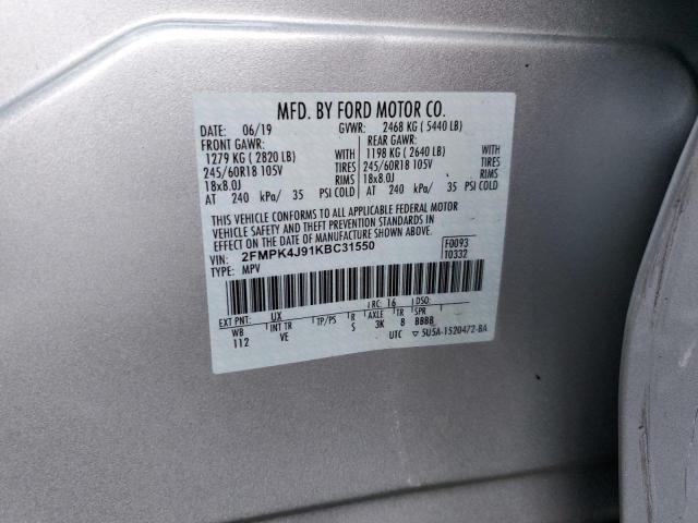 Photo 14 from auction – 2019 FORD EDGE SEL with VIN 2FMPK4J91KBC31550
