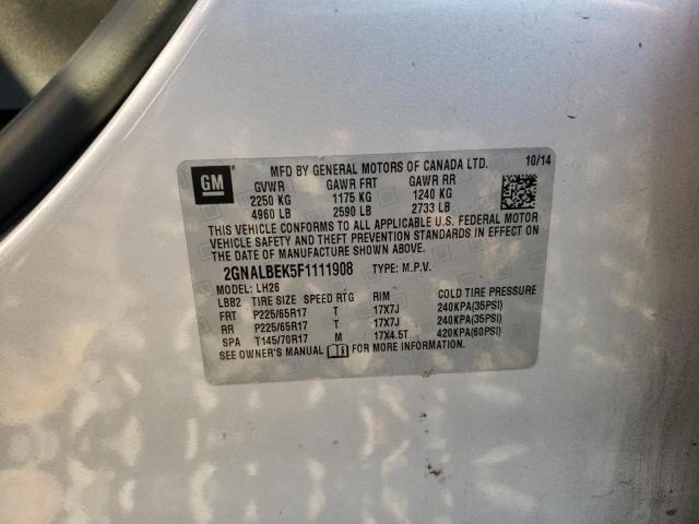 Photo 14 from auction – 2015 CHEVROLET EQUINOX LT with VIN 2GNALBEK5F1111908