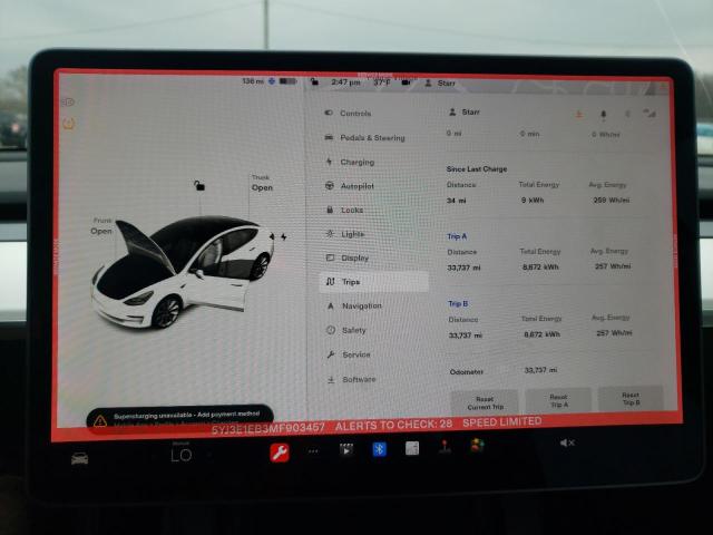 Photo 9 from auction – 2021 TESLA MODEL 3 with VIN 5YJ3E1EB3MF903457
