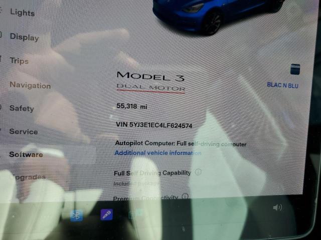 Photo 9 from auction – 2020 TESLA MODEL 3 with VIN 5YJ3E1EC4LF624574