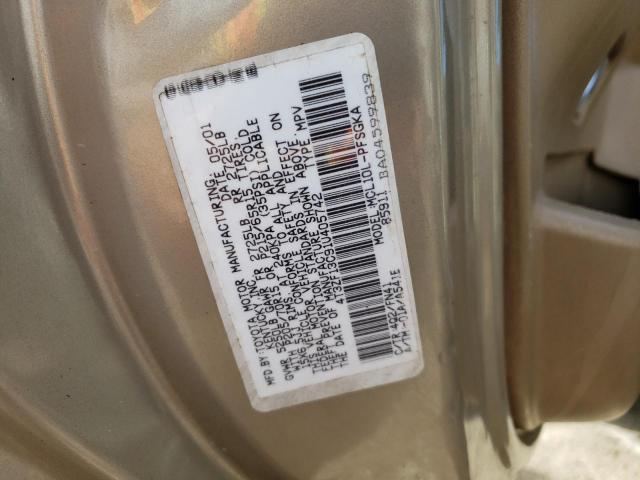 Photo 14 from auction – 2001 TOYOTA SIENNA LE with VIN 4T3ZF13C91U405742