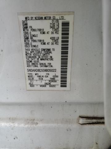 Photo 14 from auction – 2005 INFINITI QX56 with VIN 5N3AA08C55N805022