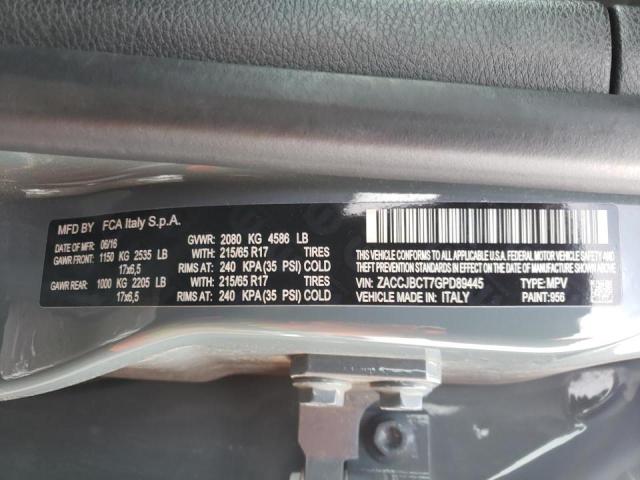 Photo 14 from auction – 2016 JEEP RENEGADE T with VIN ZACCJBCT7GPD89445