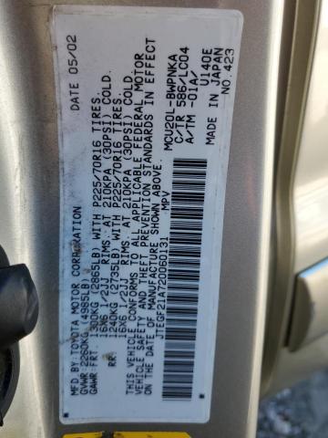 Photo 14 from auction – 2002 TOYOTA HIGHLANDER with VIN JTEGF21A720060131