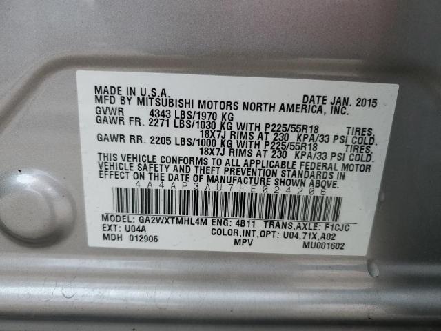 Photo 14 from auction – 2015 MITSUBISHI OUTLANDER with VIN 4A4AP3AU7FE024206